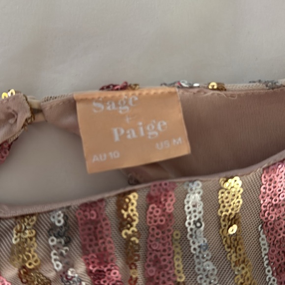 Sage and Paige Sequence long-sleeve, backless dress,pink - Picture 3 of 6